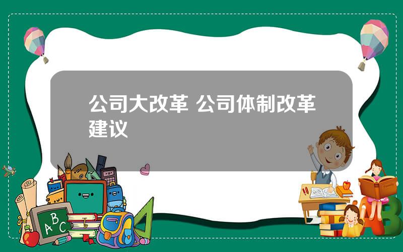 公司大改革 公司体制改革建议